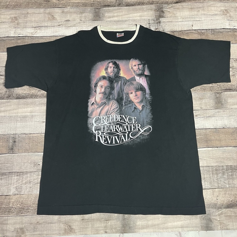 Creedence Clearwater Revival Shirt Size XL Black Vintage 90s Iconic Band Tee